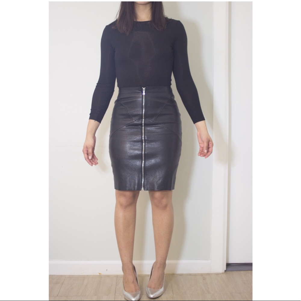 Sandros Black Leather Skirt